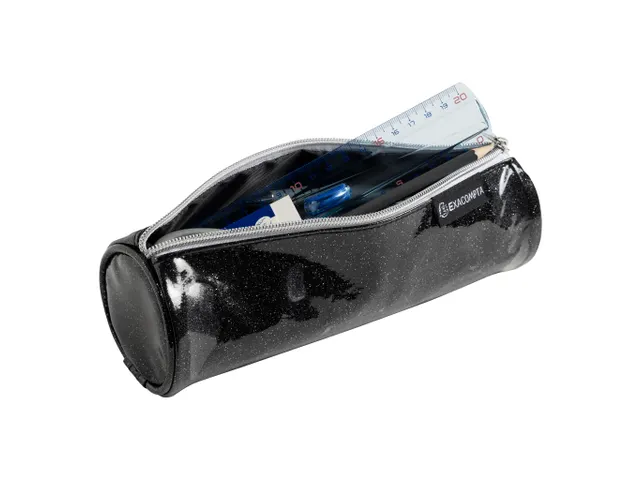 Pennenetui rond PU Glitter 4 kl ass