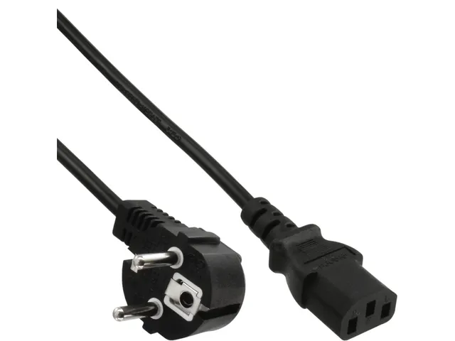 Kabel inLine STROOM C13 recht - CEE7/7 haaks 1,8 meter zwart