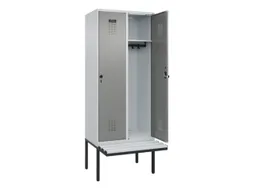 locker met bank,HxBxD 2120x800x815mm,2vak,vak B 400mm,draaigrendel