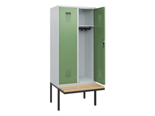 locker met bank,HxBxD 1950x800x815mm,2vak,vak B 400mm,cilinderslot