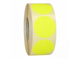 Etiket Rond Fluor Geel 25mm Op rol 2000 Stuks