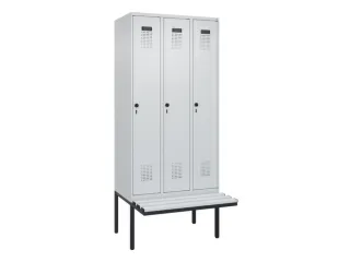locker met bank,voor scheiding van kleding,HxBxD 2120x900x815mm,3vak - 2