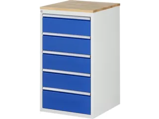 ladekast 1035x580x650mm 5laden cilinderslot RAL7035 RAL5010 beuken - 1
