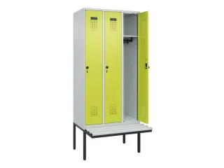 locker met bank,HxBxD 2120x900x815mm,3vak,vak B 300mm,draaigrendel - 1