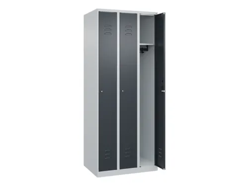 locker,HxBxD 1850x750x500mm,3vak,vak B 250mm,cil.-slot,staand op vloer