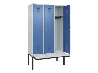 locker met bank,HxBxD 2120x1200x815mm,3vak,vak B 400mm,cilinderslot - 1