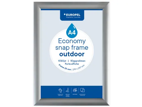 Europel Kliklijst Economy Outdoor A4 Zilver 25 mm waterdicht