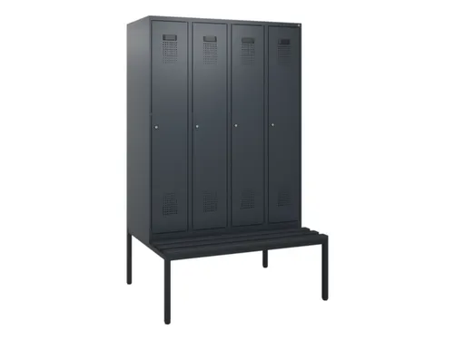 locker met bank,HxBxD 1950x1200x815mm,4vak,vak B 300mm,cilinderslot