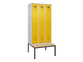 locker met bank,voor scheiding van kleding,HxBxD 2120x900x815mm,3vak - 2