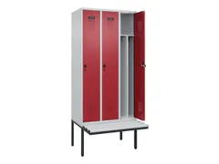 locker met bank,voor scheiding van kleding,HxBxD 2120x900x815mm,3vak