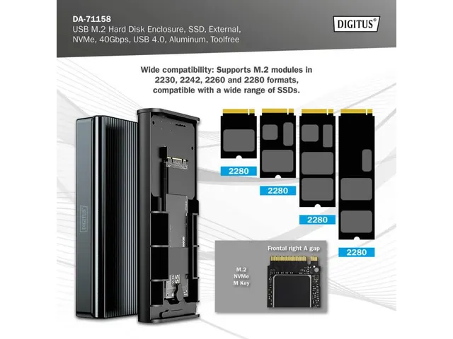 USB-behuizing voor harde schijf extern NVMe 40 Gbps USB 4.0 Aluminium