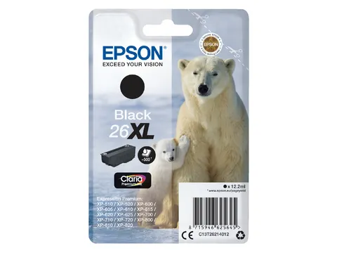 Inktcartridge Epson 26XL T2621 zwart HC C13T26214012