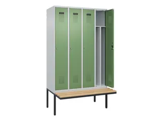 locker met bank,voor scheiding van kleding,HxBxD 2120x1200x815mm,4vak - 1