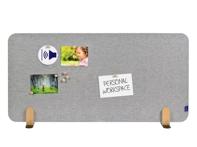 Elements Bureauscherm akoestisch 60x120cm Licht Grijs Houders