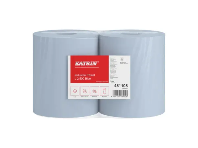 Poetsrol Katrin Classic 481108 verlijmd 2laags Blauw 2x500vel Pallet