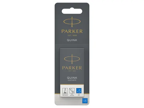 Inktpatroon Parker Quink uitwasbaar blauw blister à 5 stuks