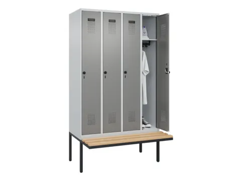 locker met bank,HxBxD 2120x1200x815mm,4vak,vak B 300mm,draaigrendel