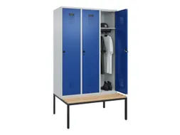 locker met bank,HxBxD 2120x1200x815mm,3vak,vak B 400mm,draaigrendel