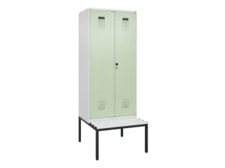 locker met bank,voor scheiding van kleding,HxBxD 2120x800x815mm,2vak - 2