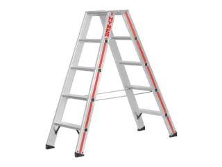 trapladder,beide zijden,2x5treden,Stand H 0,69m,balk L 1,3m,aluminium - 2