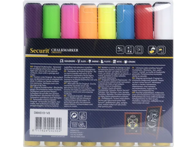 Krijtstift Securit Sma-510 Schuin Assorti 2-6mm Blister à 8st