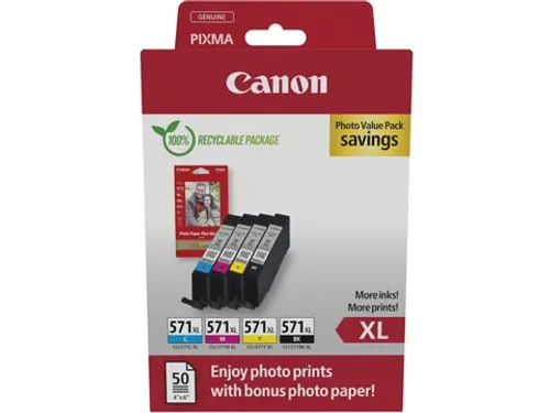 photo value pack CLI-571XL, 375 - 895 foto's, 0332C006, 4 kleuren