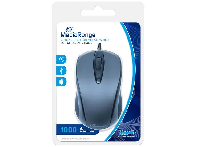 Optische Muis MROS201 met kabel 3 knoppen