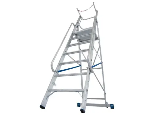 verrijdbare treden-platformladder eenzijdig 7treden stand H 1 65m