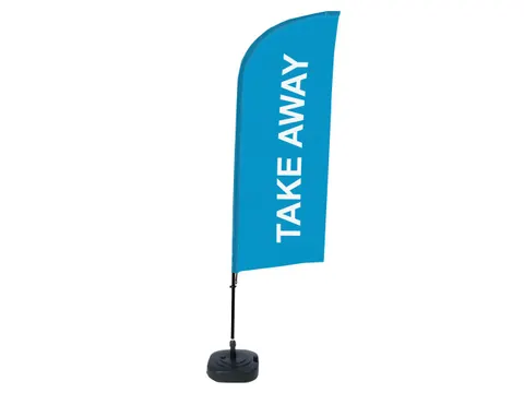 Promotievlag Alu Wind complete set "TAKE AWAY" Blauw ECO print