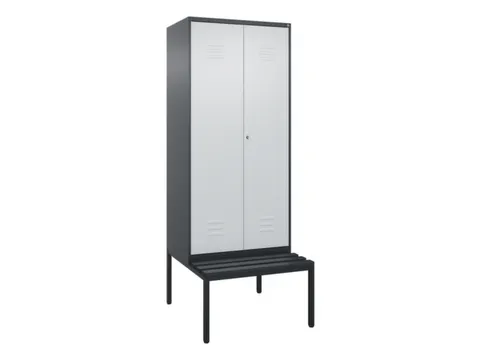 PBM-locker met bank,HxBxD 2120x800x815mm,2vak,vak B 400mm,cil.-slot
