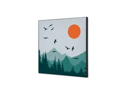 Wanddecoratie Textiel Set 40x40cm Zon en Vogels