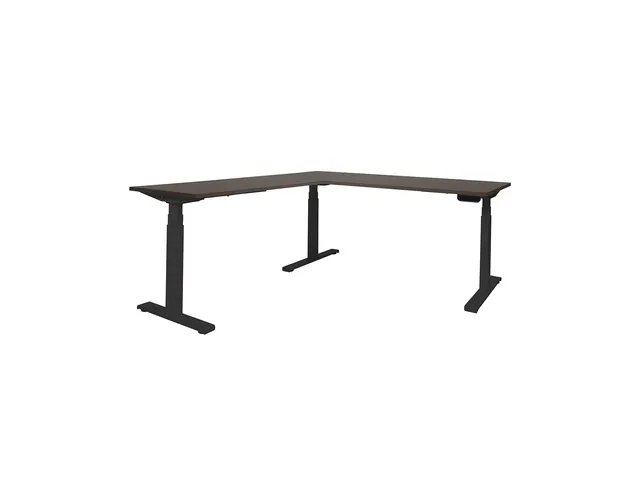 Elektrisch Hoekbureau Dextro Plus 200x200cm Frame Zwart Blad Logan Eik