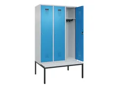 locker met bank,HxBxD 2120x1200x815mm,3vak,vak B 400mm,cilinderslot