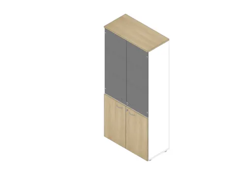 Vitrinekast 2000X900X450Mm Glazen Deuren 4Xhouten Vloer Romp Wit Eiken