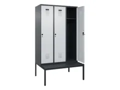 locker met bank,HxBxD 2120x1200x815mm,3vak,vak B 400mm,draaigrendel
