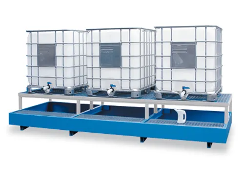 Opvangbak 3x Ibc Opvangvol. 1000l Staal 645x 3850x 1400mm Aftapbok