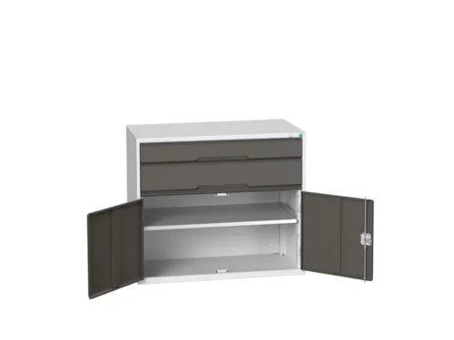 ladekast HxBxD 900x1050x550mm 2laden 2deuren RAL7035 front RAL7016