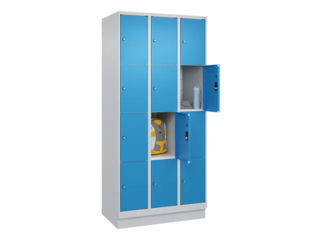 lockerkast,HxBxD 1950x900x500mm,3x4vakken,vak B 300mm,cil.-slot,sokkel