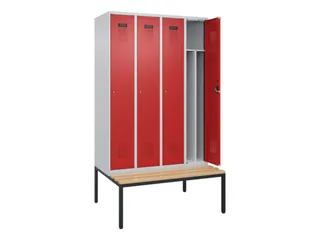locker met bank,voor scheiding van kleding,HxBxD 2120x1200x815mm,4vak - 1