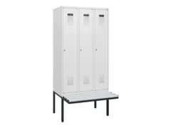 locker met bank,HxBxD 1950x900x815mm,3vak,vak B 300mm,cilinderslot