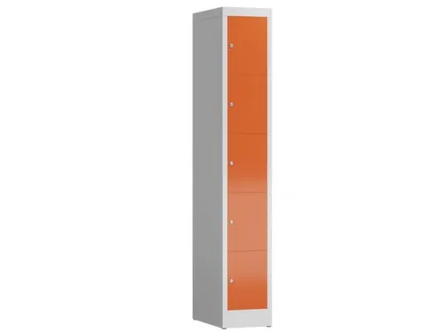 Lockerkast 1800x310x500mm 1x5 vakken cilinderslot, sokkel, RAL3000