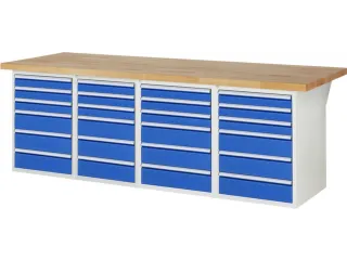 werkbank,HxBxD 890x2500x900mm,beukblad,draagverm. 750kg,4containers - 1