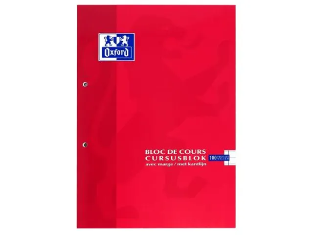Cursusblok Oxford School A4 2-gaats lijn 100vel assorti