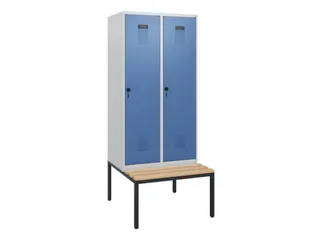 locker met bank,HxBxD 1950x800x815mm,2vak,vak B 400mm,draaigrendel - 2