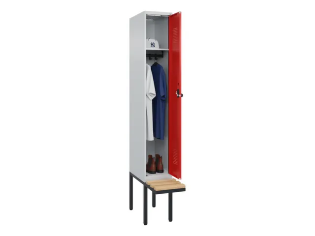 locker met bank,HxBxD 2120x300x815mm,1vak,vak B 300mm,draaigrendel
