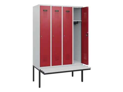 locker met bank,HxBxD 1950x1200x815mm,4vak,vak B 300mm,cilinderslot