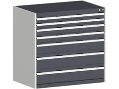 ladekast HxBxD 1000x1050x650mm 7laden RAL7035 front RAL7016