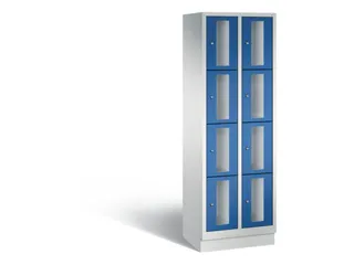Lockerkast 1800x610x500mm 2x4 vakken Cilinderslot, Sokkel, RAL5010 - 2