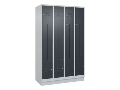 Z-garderobekast,HxBxD 1950x1200x500mm,vak B 150/300mm,cil.-slot,sokkel