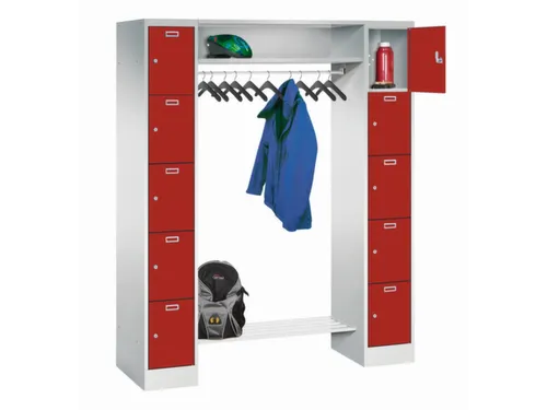 personeelsgarderobe cil.slot 1950x1500x500mm 2x5 vakken 300mm RAL3000